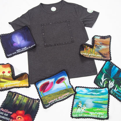 Save the Endangered Plants-Changeable Printed Plants Patches, 7pcs, Only Patches, Grey