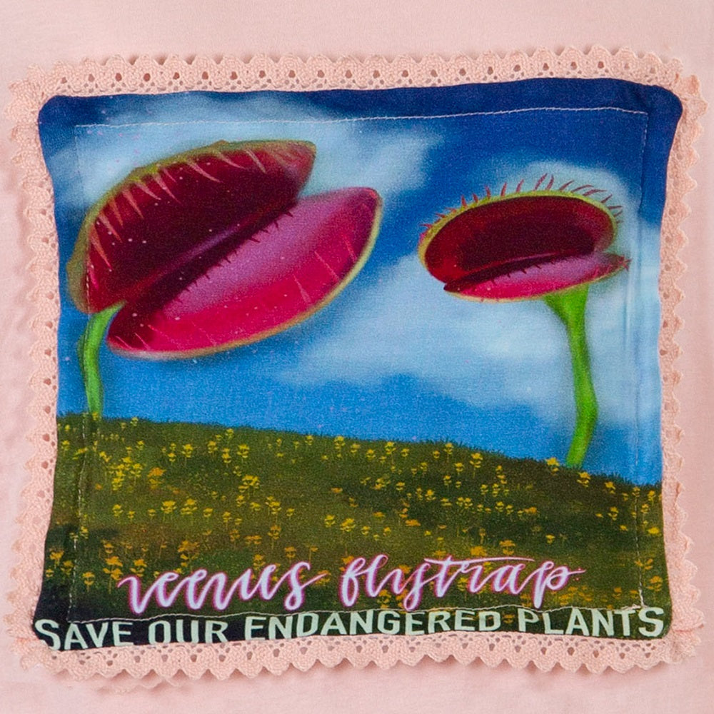 Save the Endangered Plants-Changeable Printed Plants Patches, 7pcs, Only Patches, Pink